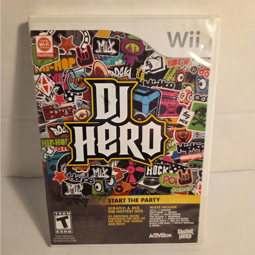 Wii Dj Hero In Case Video Game With Manual Untested